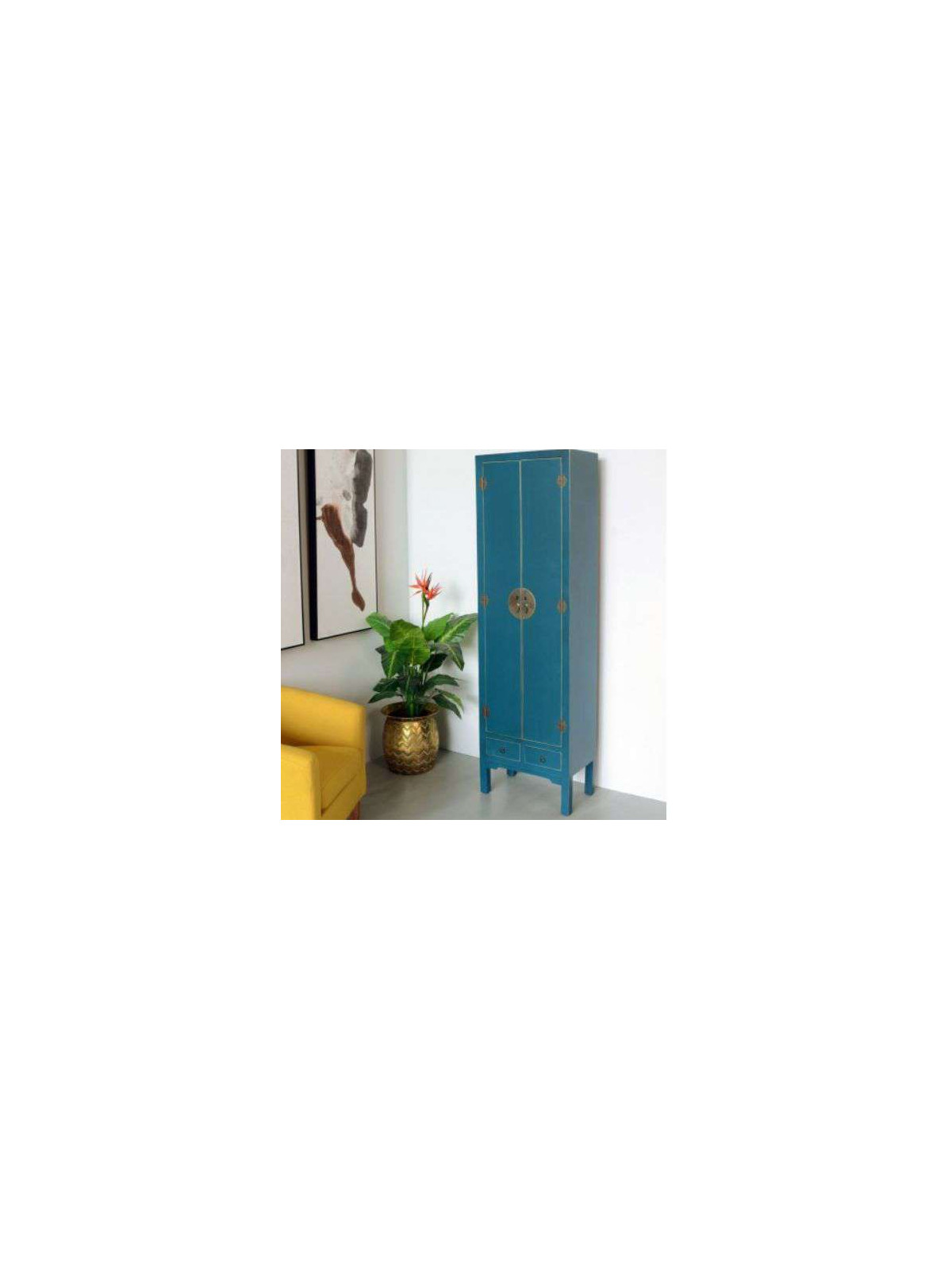 Armoire chinoise 2 portes bleue canard