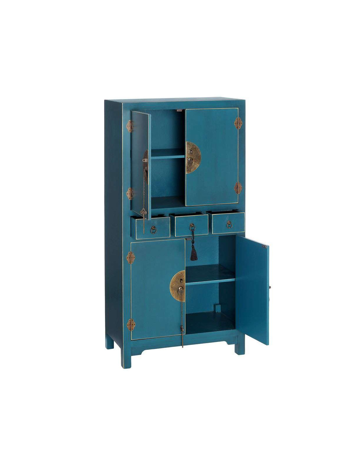 Armoire chinoise 4 portes bleue