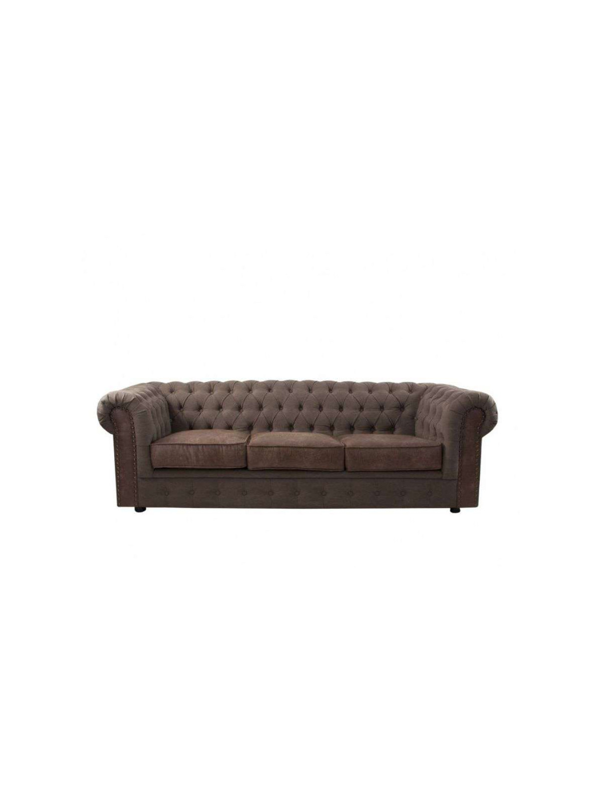 Canapé capitonné chesterfield cuir et velours