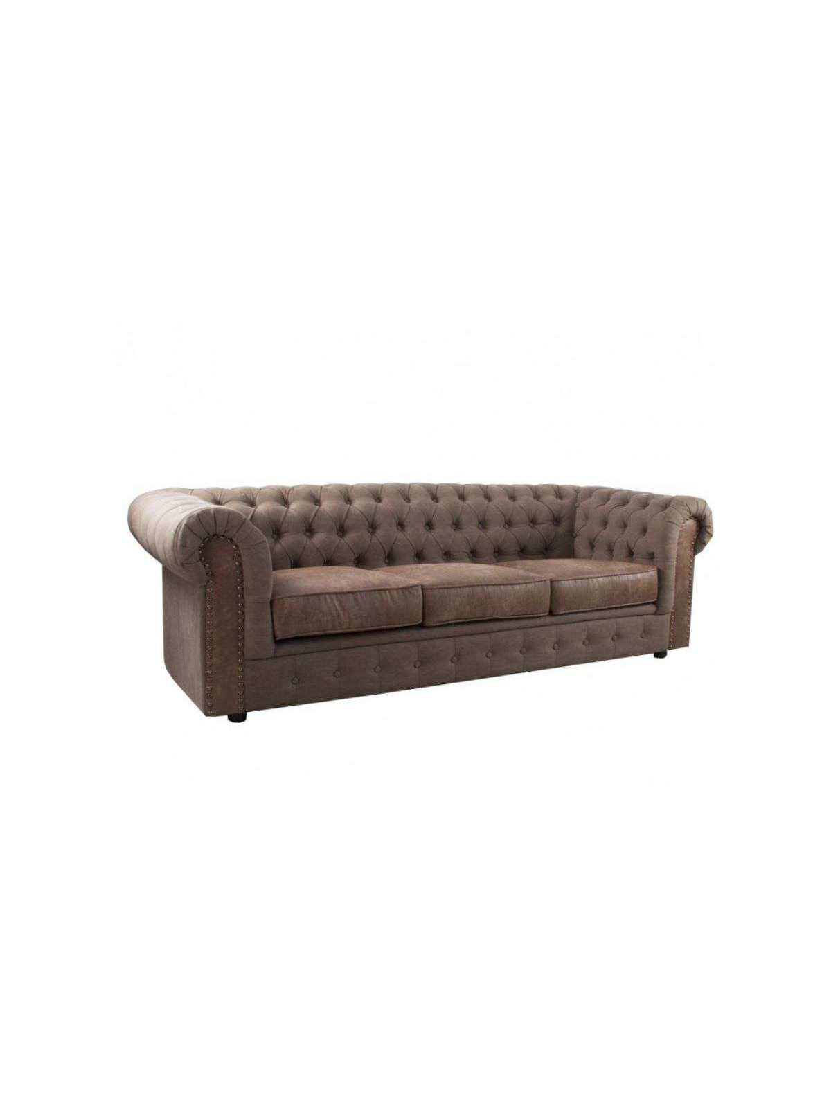 Canapé capitonné chesterfield cuir et velours