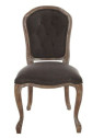 Chaise Louis XV chêne cérusé velours chocolat Chaise Louis XV chêne cérusé velours chocolat