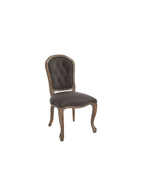 Chaise Louis XV chêne cérusé velours chocolat Chaise Louis XV chêne cérusé velours chocolat
