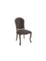 Chaise Louis XV chêne cérusé velours chocolat Chaise Louis XV chêne cérusé velours chocolat