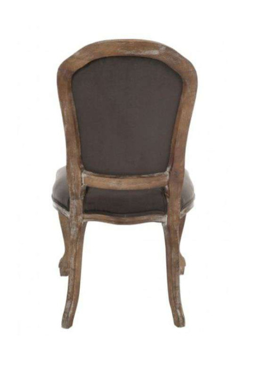 Chaise Louis XV chêne cérusé velours chocolat Chaise Louis XV chêne cérusé velours chocolat