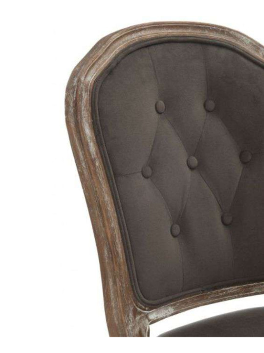 Chaise Louis XV chêne cérusé velours chocolat Chaise Louis XV chêne cérusé velours chocolat