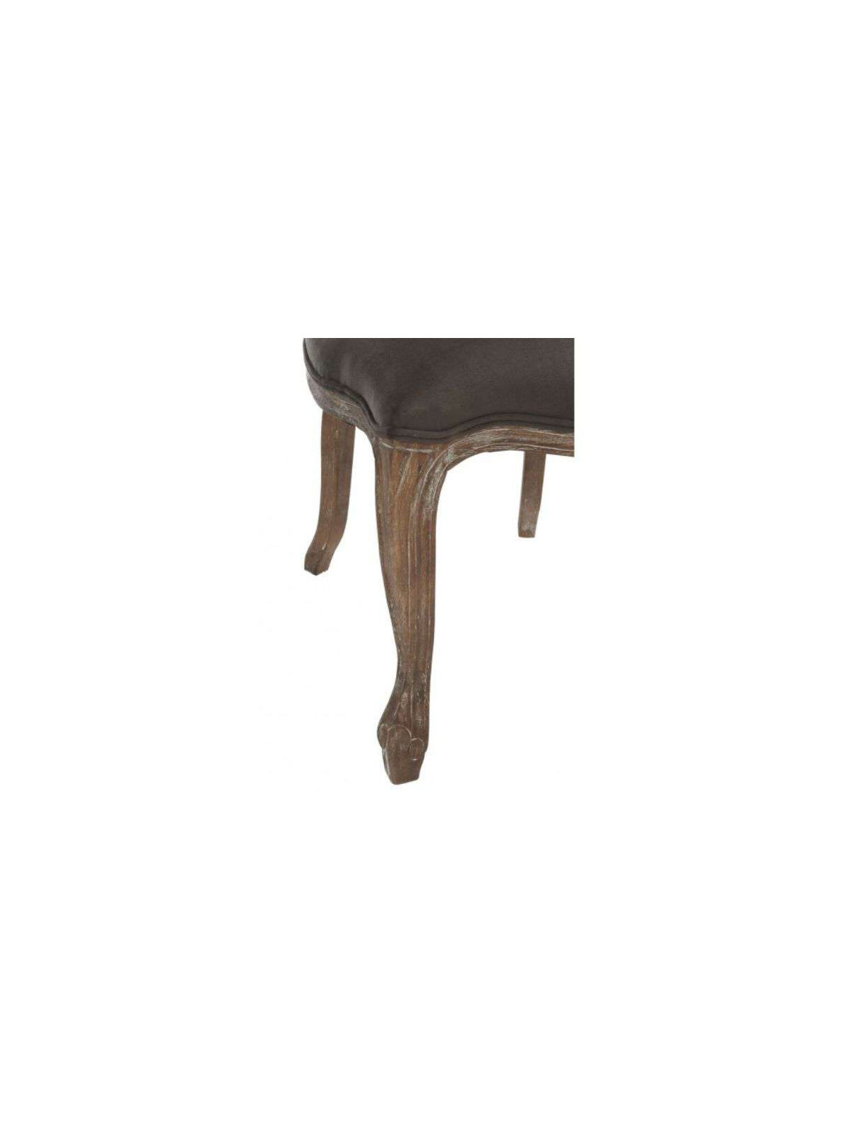 Chaise Louis XV chêne cérusé velours chocolat