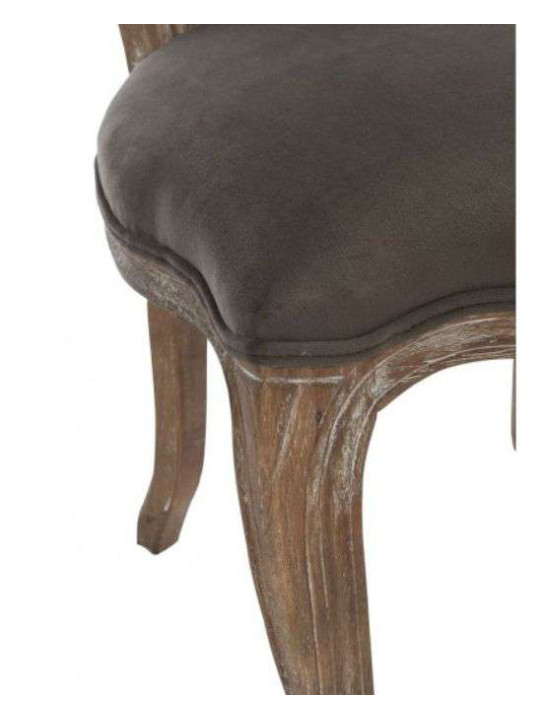 Chaise Louis XV chêne cérusé velours chocolat Chaise Louis XV chêne cérusé velours chocolat