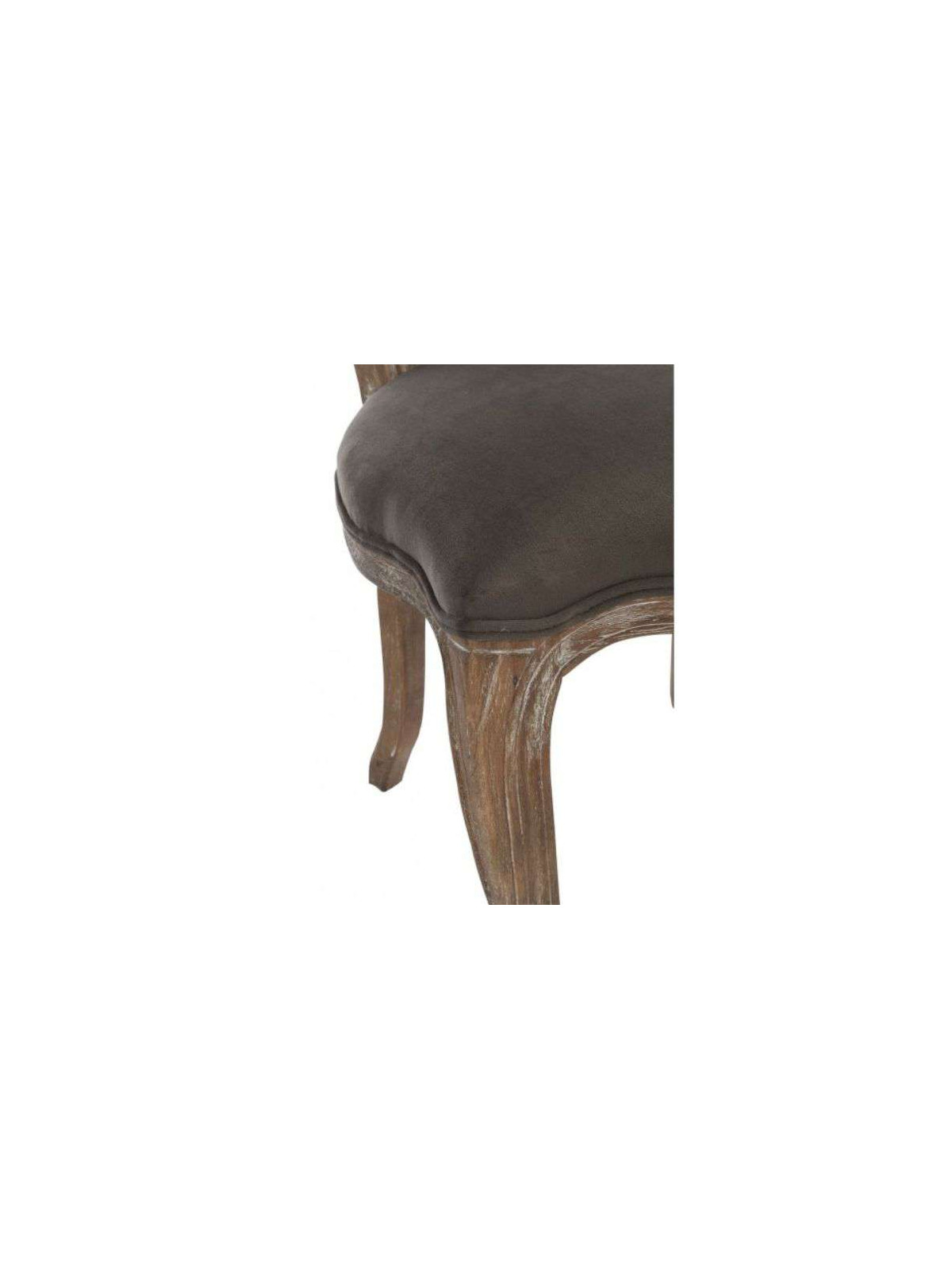 Chaise Louis XV chêne cérusé velours chocolat