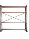Etagère large industrielle sur roues bois et métal