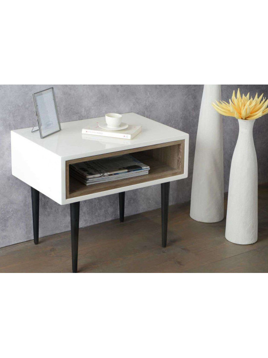 Bout de canapé laqué blanc design