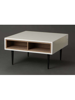 Table basse laquée blanche avec niches