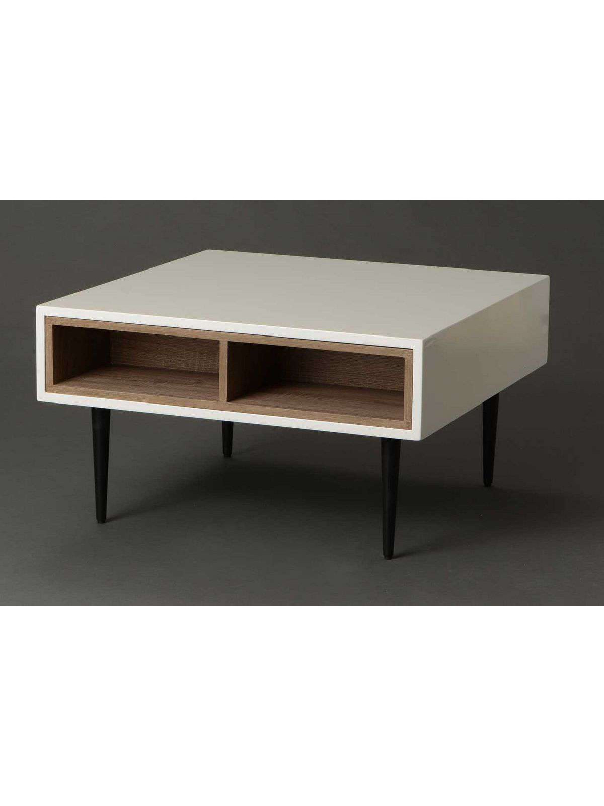 Table basse laquée blanche avec niches