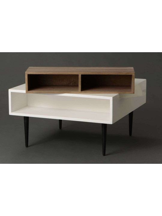 Table basse laquée blanche avec niches