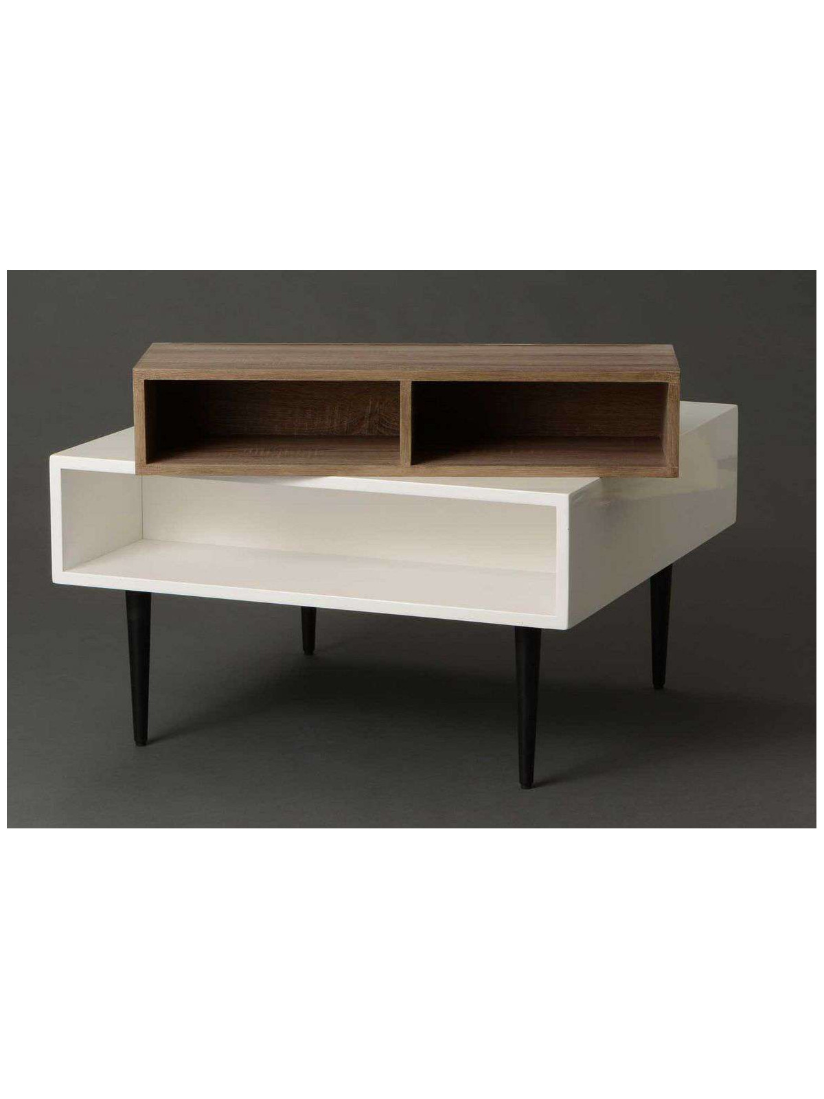 Table basse laquée blanche avec niches
