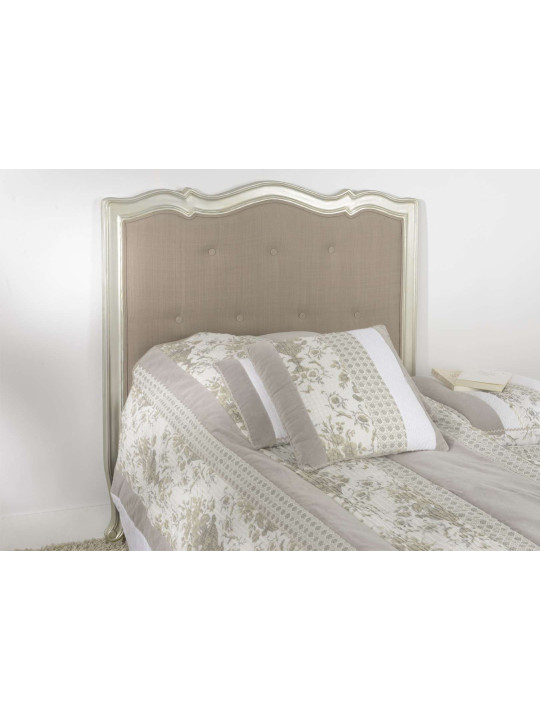 Tête de lit 90 cm argentée et taupe capitonnée