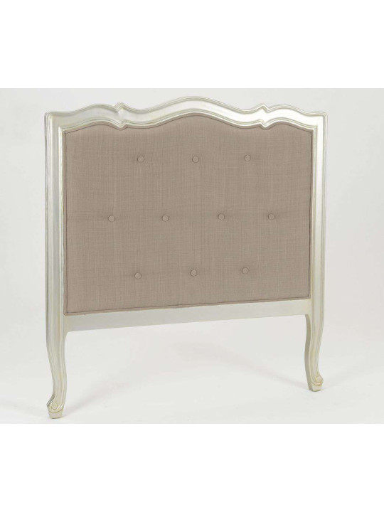 Tête de lit 90 cm argentée et taupe capitonnée