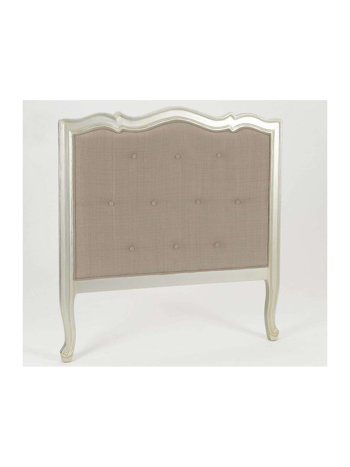 Tête de lit 90 cm argentée et taupe capitonnée