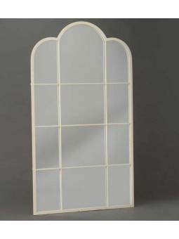 Grand miroir métal blanc cassé rosace