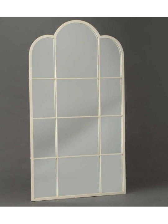 Grand miroir métal blanc cassé rosace