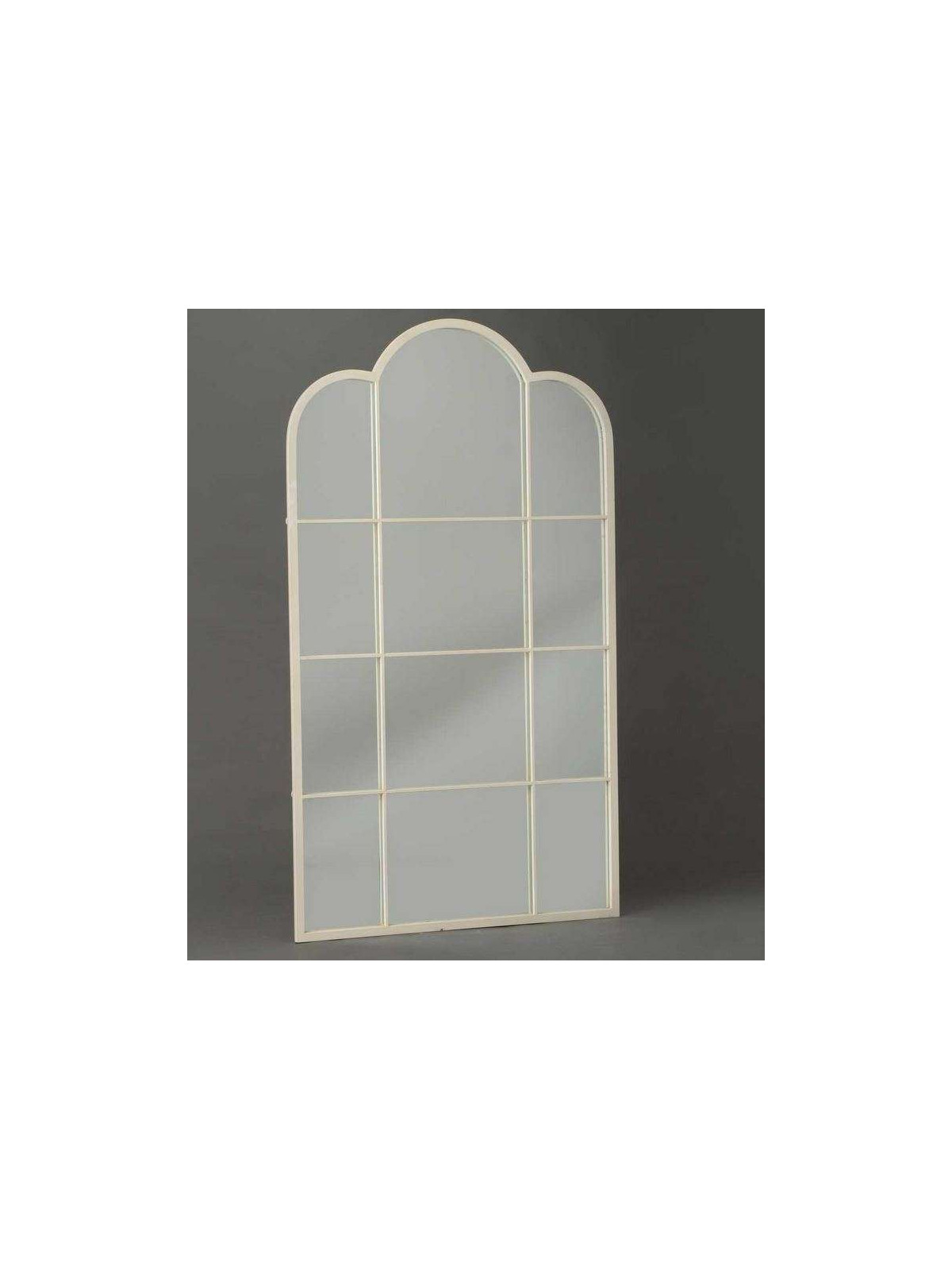 Grand miroir métal blanc cassé rosace