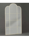Grand miroir métal blanc cassé rosace