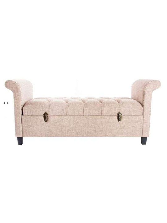 Banquette coffre taupe clair clouté