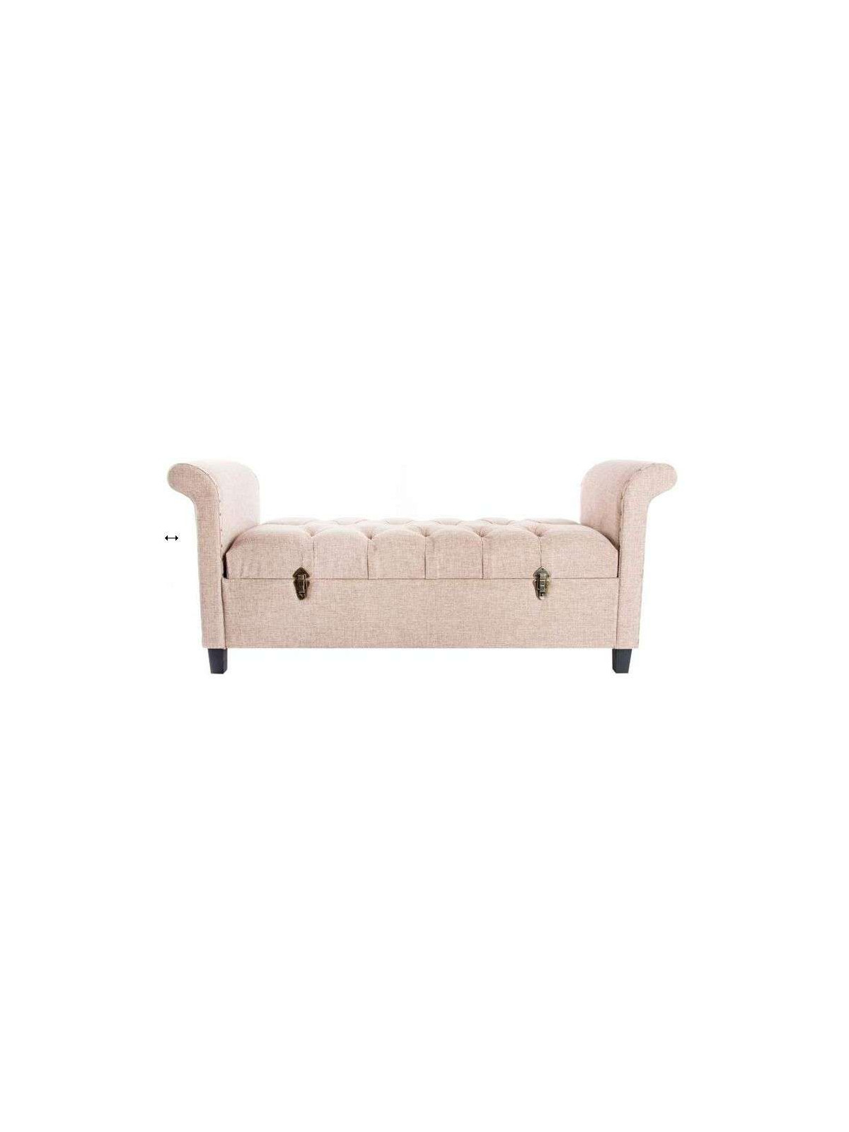 Banquette coffre taupe clair clouté