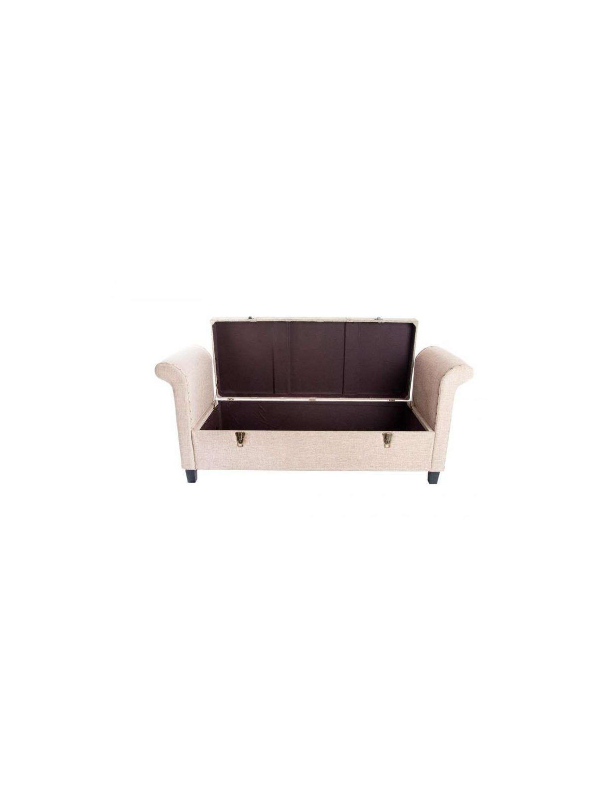 Banquette coffre taupe clair clouté