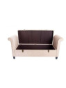 Banquette coffre taupe clair clouté