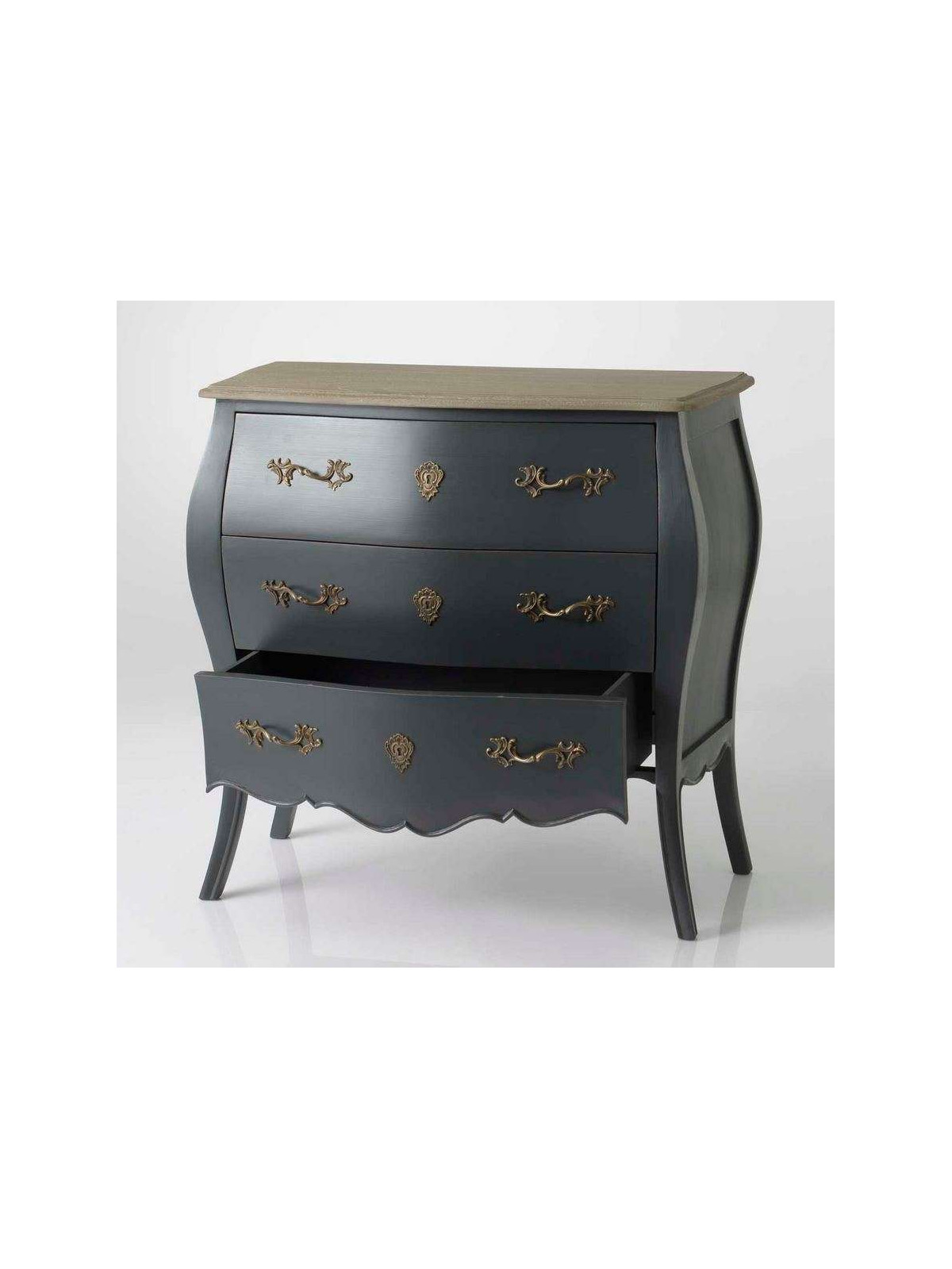 Commode baroque grise 3 tiroirs