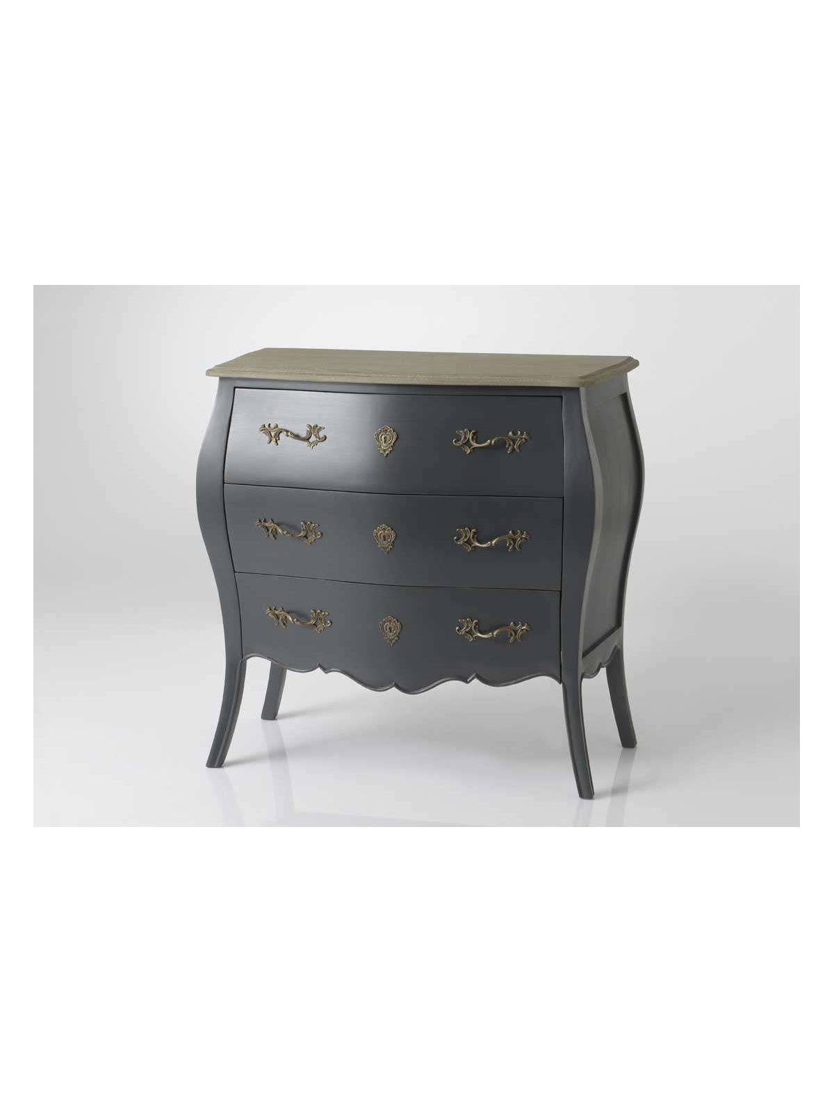 Commode baroque grise 3 tiroirs