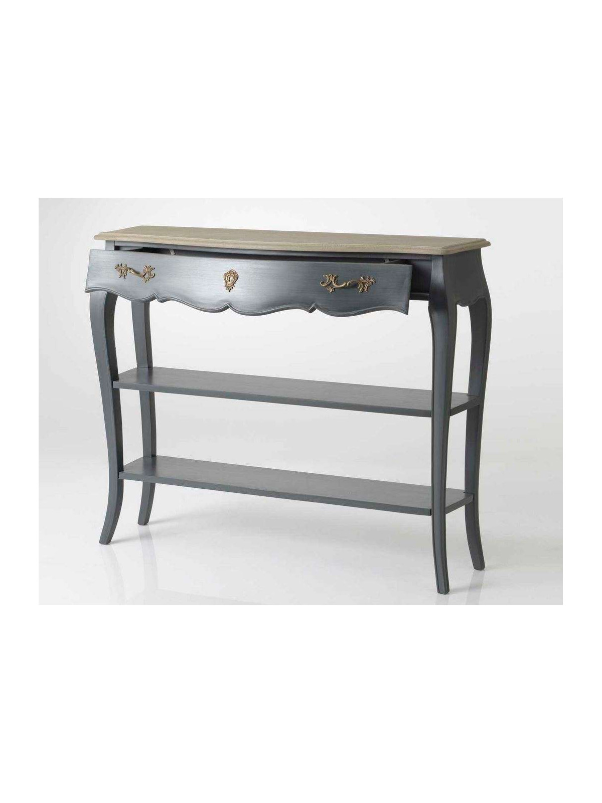 Console baroque grise 110 cm galbée