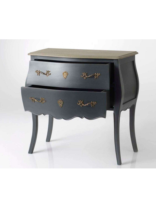 Commode baroque grise 2 tiroirs