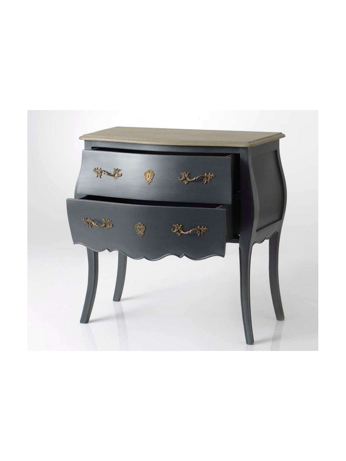 Commode baroque grise 2 tiroirs