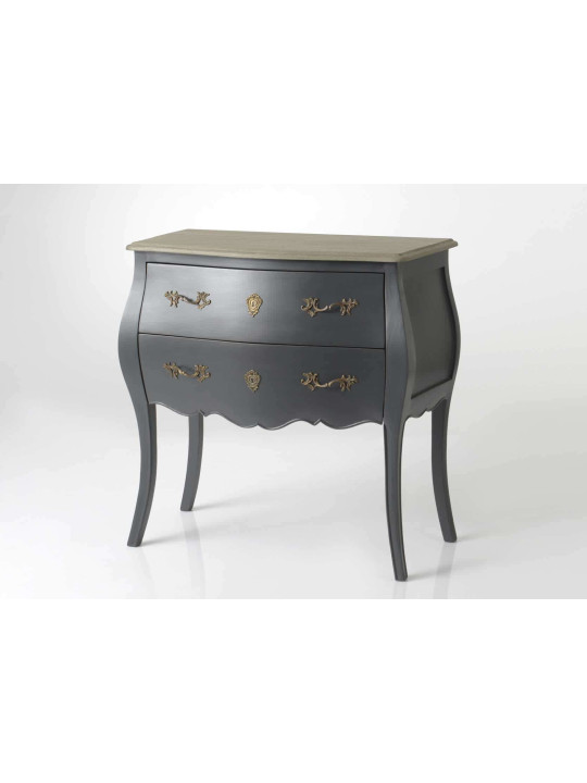 Commode baroque grise 2 tiroirs