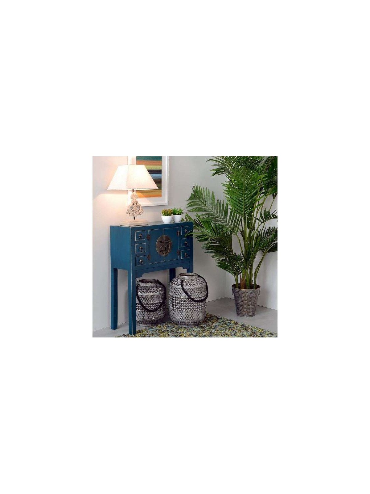 Petite console chinoise bleue canard  80 cm