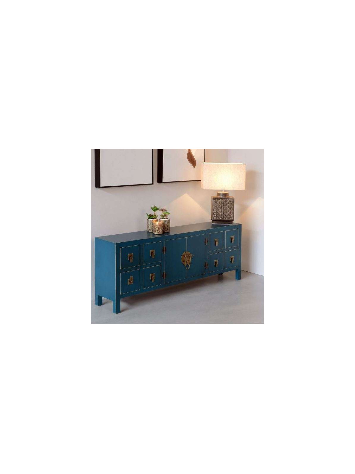 Meuble bas chinois bleu canard