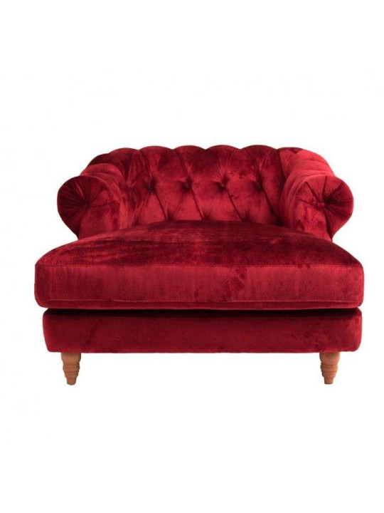 Fauteuil de salon long velours rouge