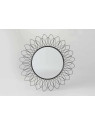 Miroir rond soleil filaire métal noir