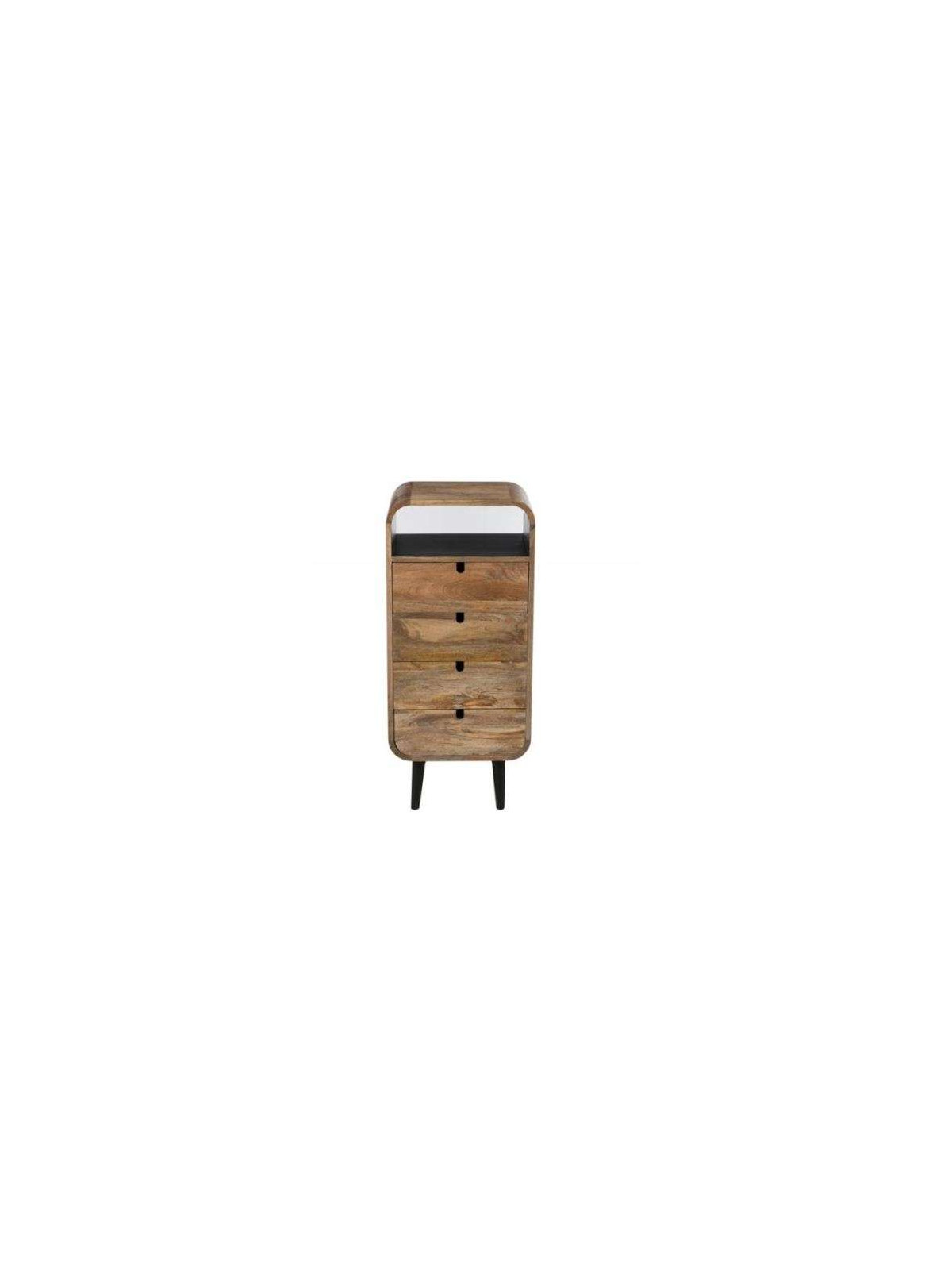 Chiffonnier arrondi 4 tiroirs bois naturel Jolipa
