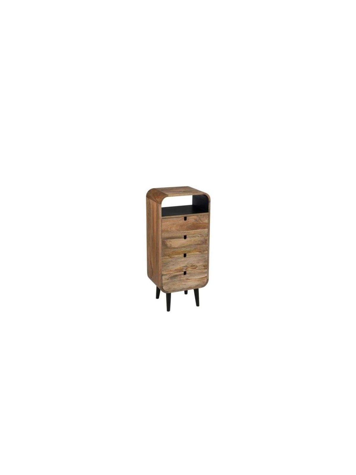 Chiffonnier arrondi 4 tiroirs bois naturel Jolipa
