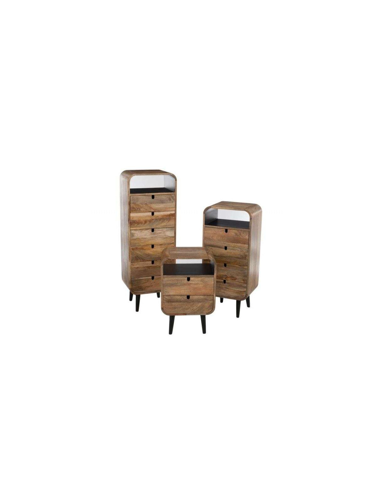 Chiffonnier arrondi 4 tiroirs bois naturel Jolipa