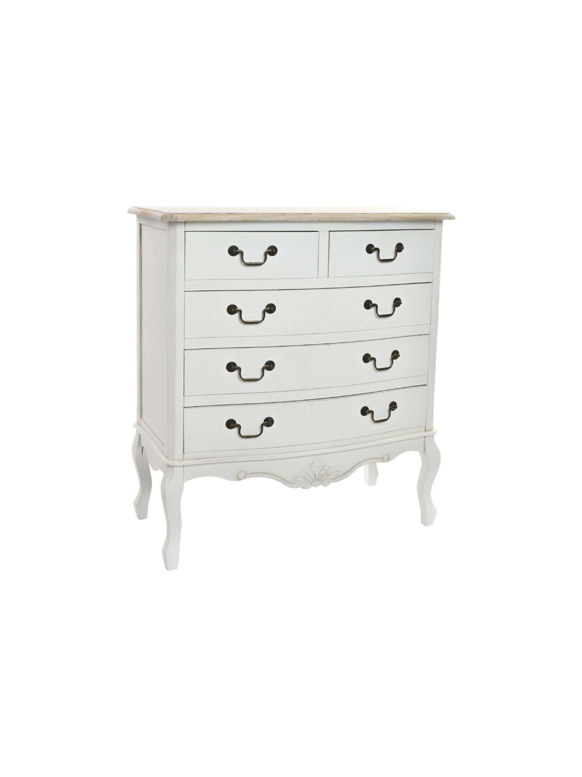 Commode blanche romantique 5 tiroirs Camille