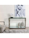 Console moderne chromée et verre 120 cm