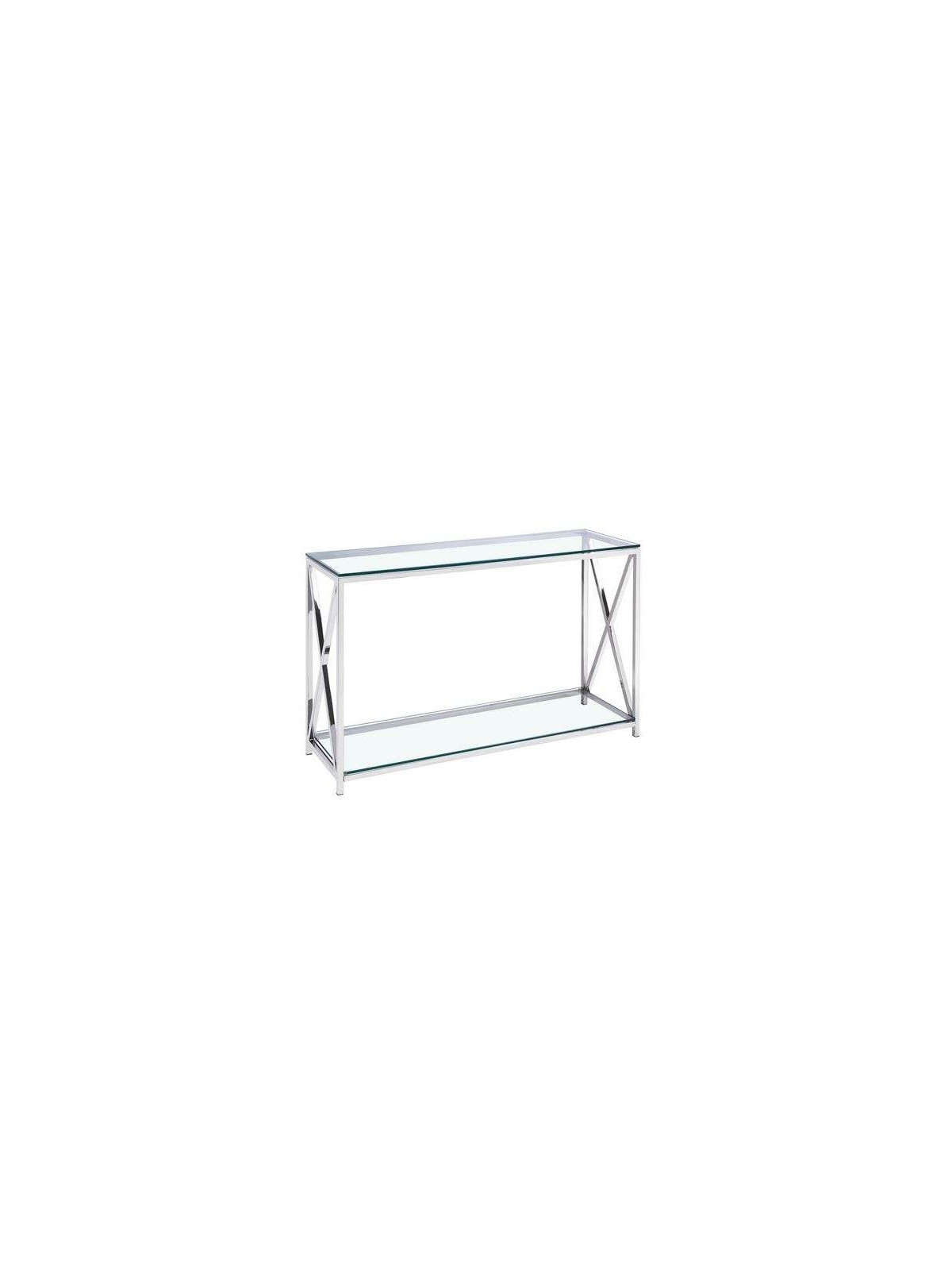 Console moderne chromée et verre 120 cm