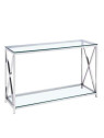 Console moderne chromée et verre 120 cm