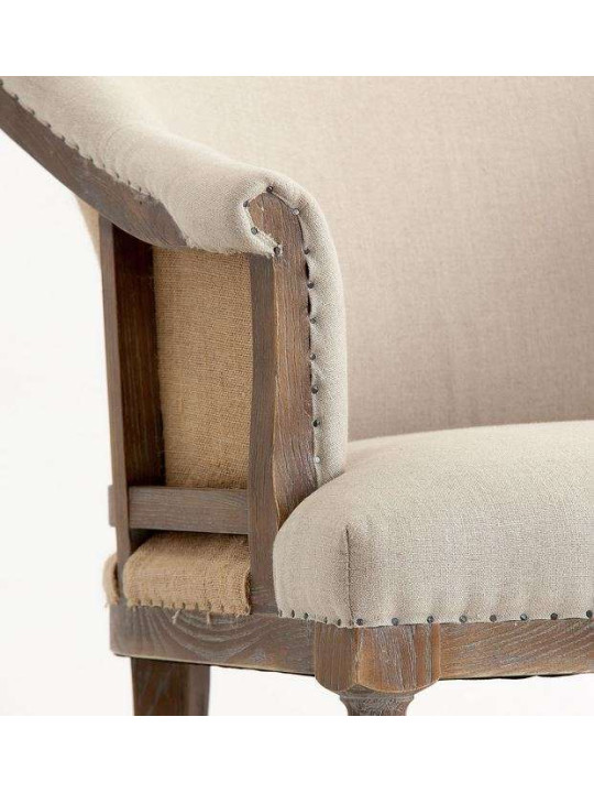Fauteuil vintage lin sur roulettes