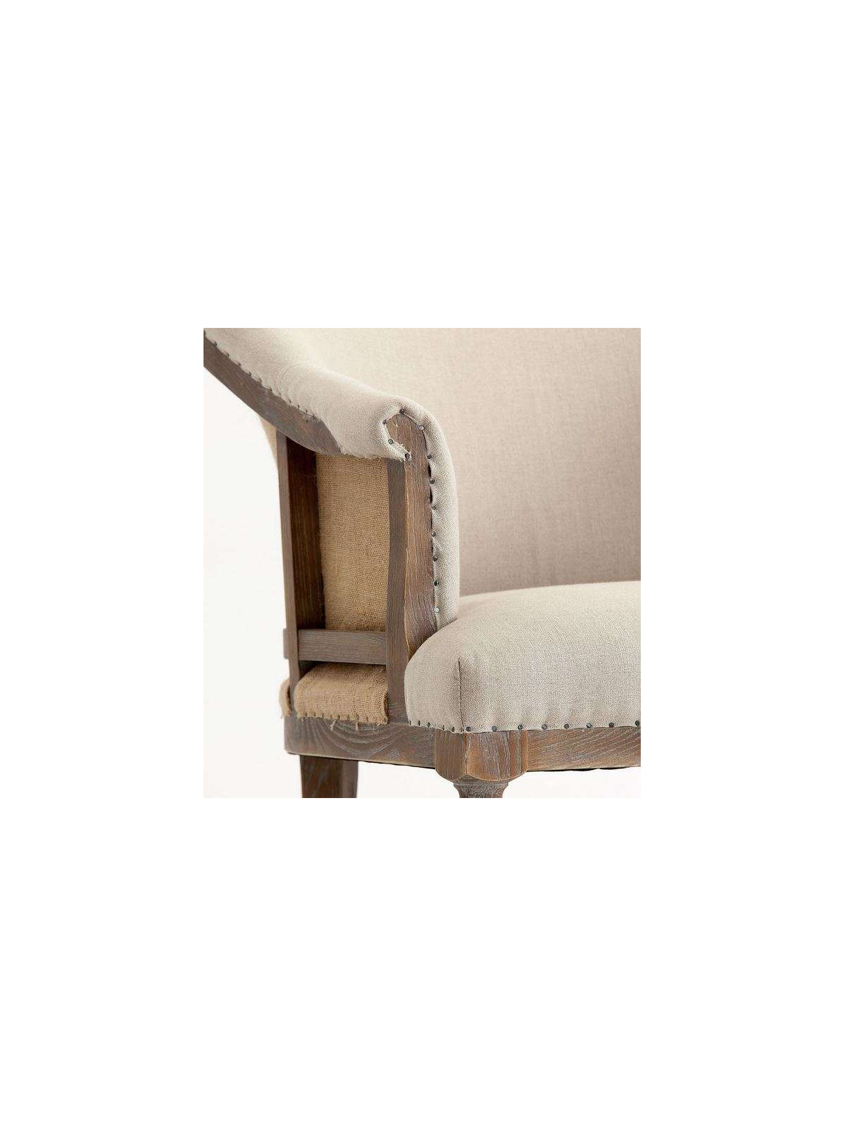 Fauteuil vintage lin sur roulettes