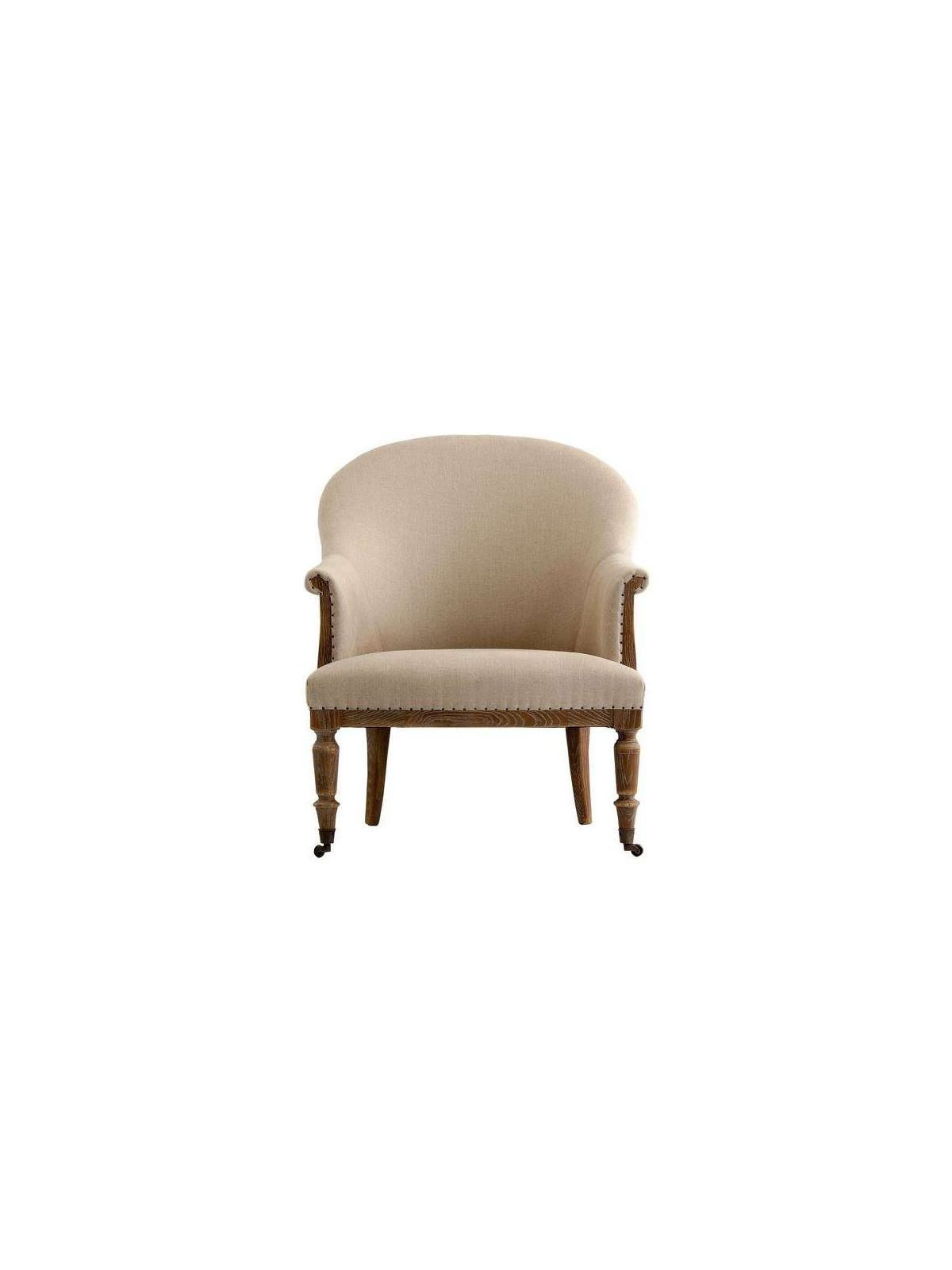 Fauteuil vintage lin sur roulettes