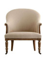 Fauteuil vintage lin sur roulettes